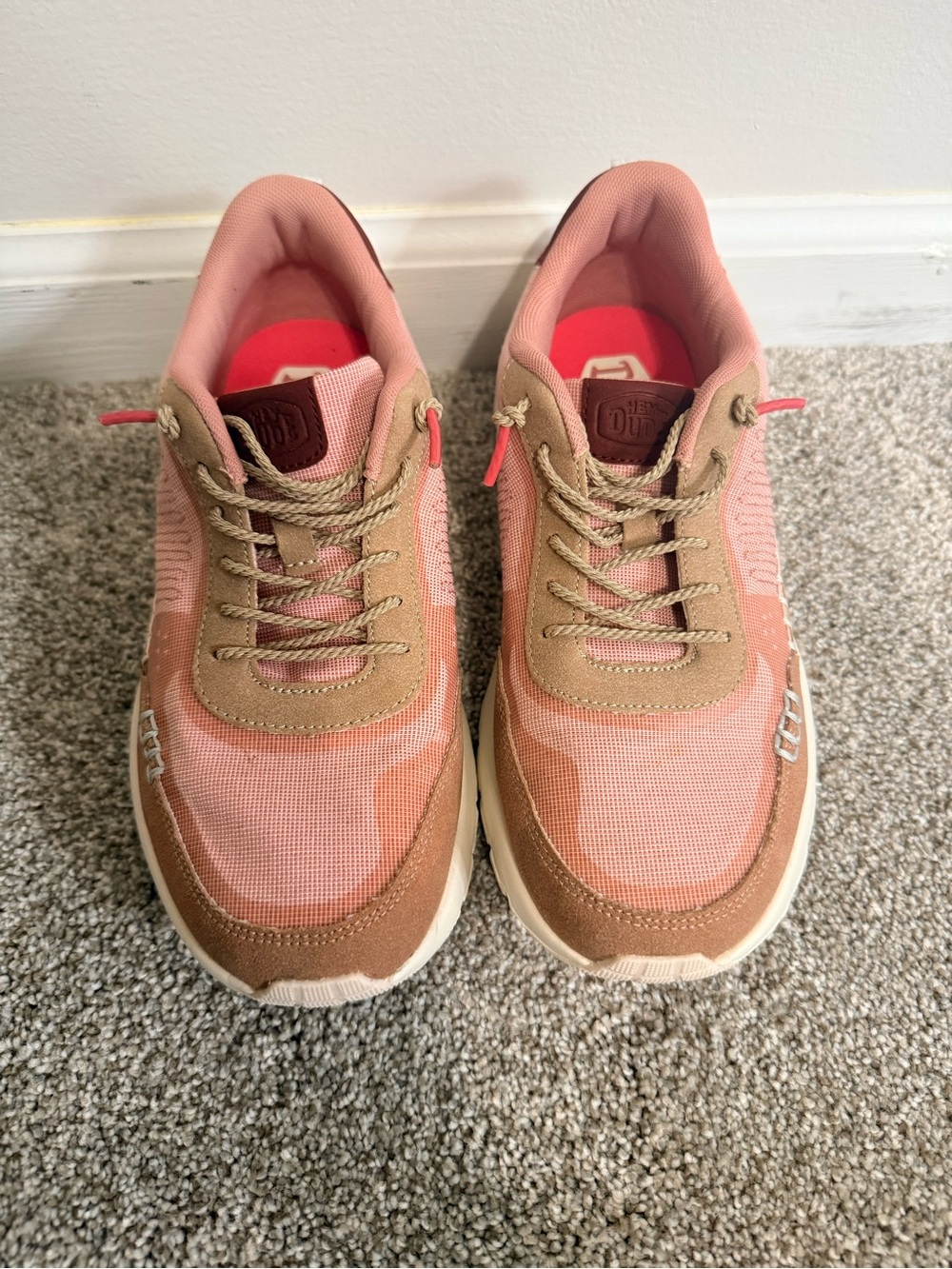Hey Dude Sirocco Alta Boho Women's Pink and Tan Lightweight Sneakers